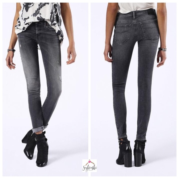 🔥 Diesel SKINZEE Super Skinny Grey Jeans Women - Picture 2 of 8